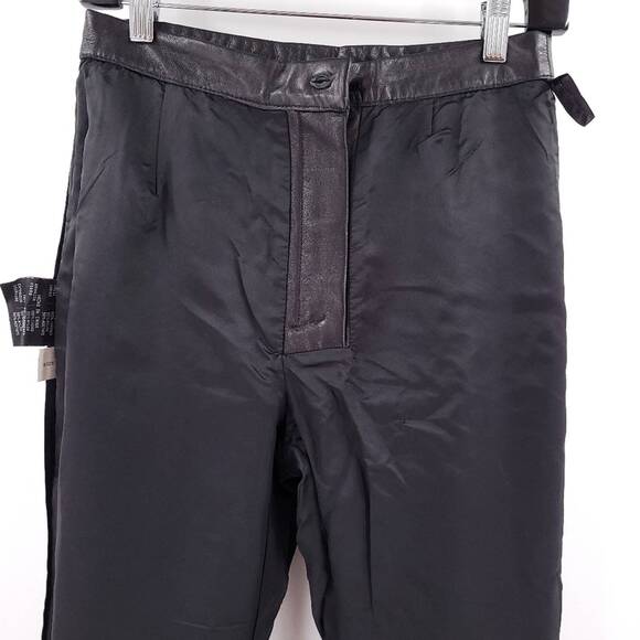 Vintage Black Leather Pants High Waist flat front Size 6 - Picture 8 of 10